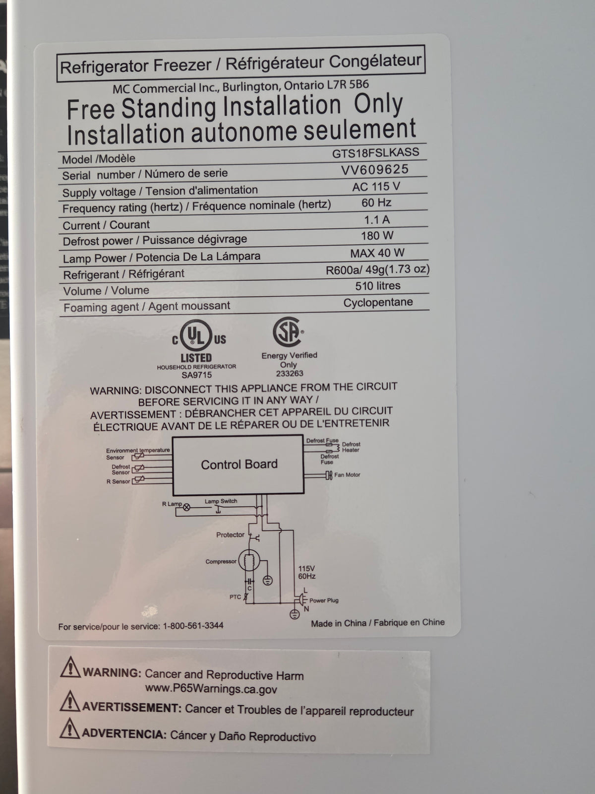 GE Top Freezer Refrigerator Stainless Steel (USED)