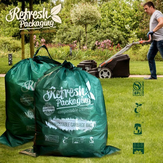 Compostable Drawstring Trash Bags - Refresh Packaging - AgriTech North