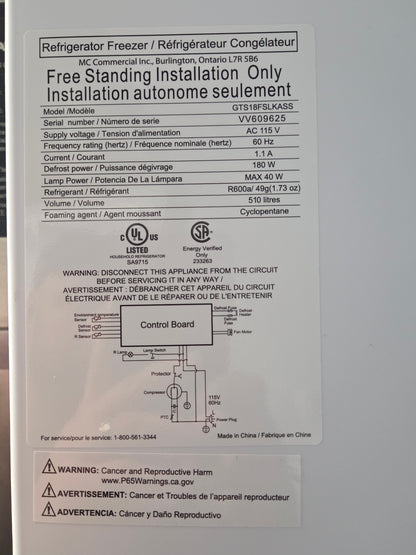 GE Top Freezer Refrigerator Stainless Steel (USED)