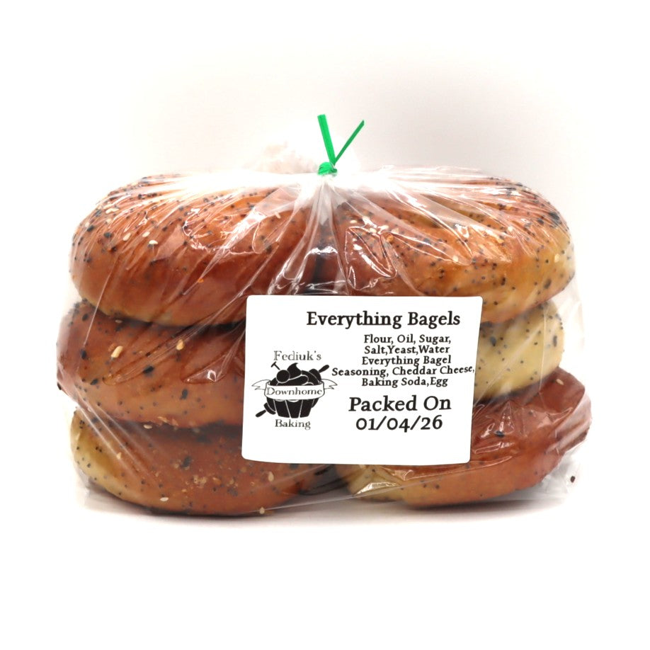 Bagels - Everything Bagel - 6 pack by Fediuk's Downhome Baking — Bread — Enjoy a classic favourite with Fediuk’s Downhome ...