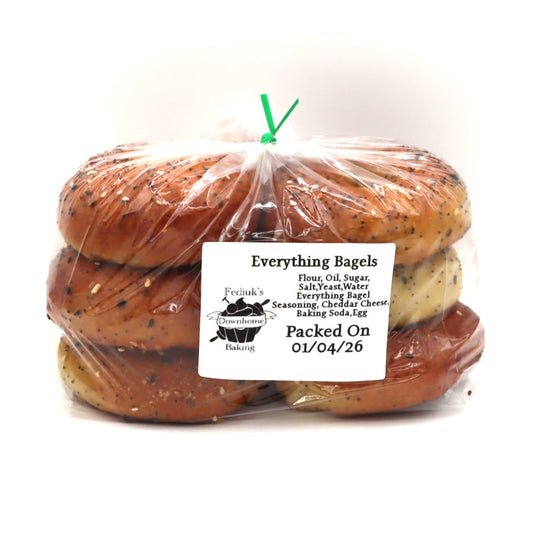 Bagels - Everything Bagel - 6 pack by Fediuk's Downhome Baking — Bread — Enjoy a classic favourite with Fediuk’s Downhome ...