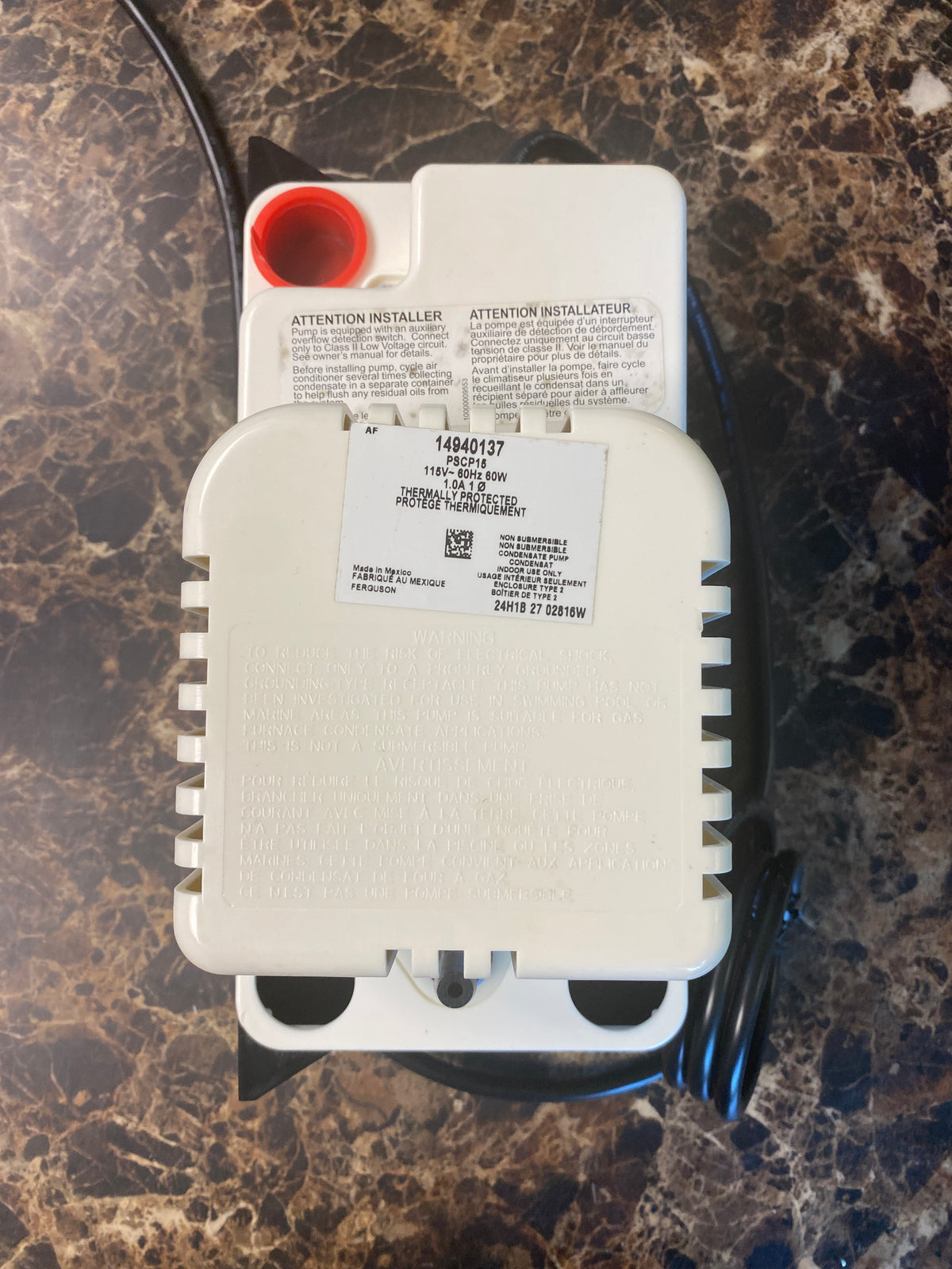 Residential Condensate Removal Pump VCMA-15UL, 115v, 60Hz, 60w