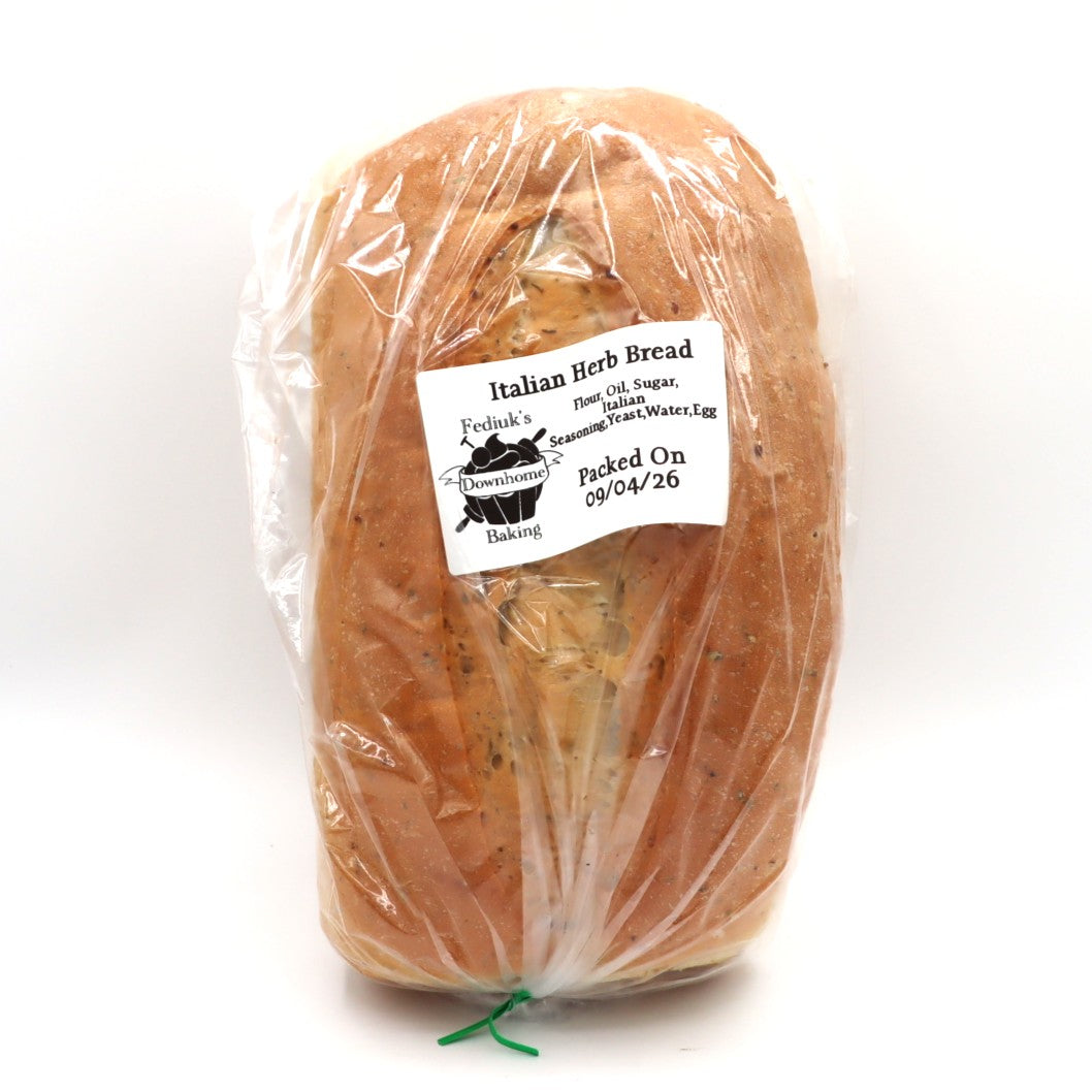 Italian Herb - Fresh Baked Bread by Fediuk's Downhome Baking — Fediuk’s Downhome Baking – Italian Herb Bread Enjoy classic...