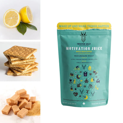 Motivation Juice - Whole Bean Coffee - Med-Dark Roast - 1lb