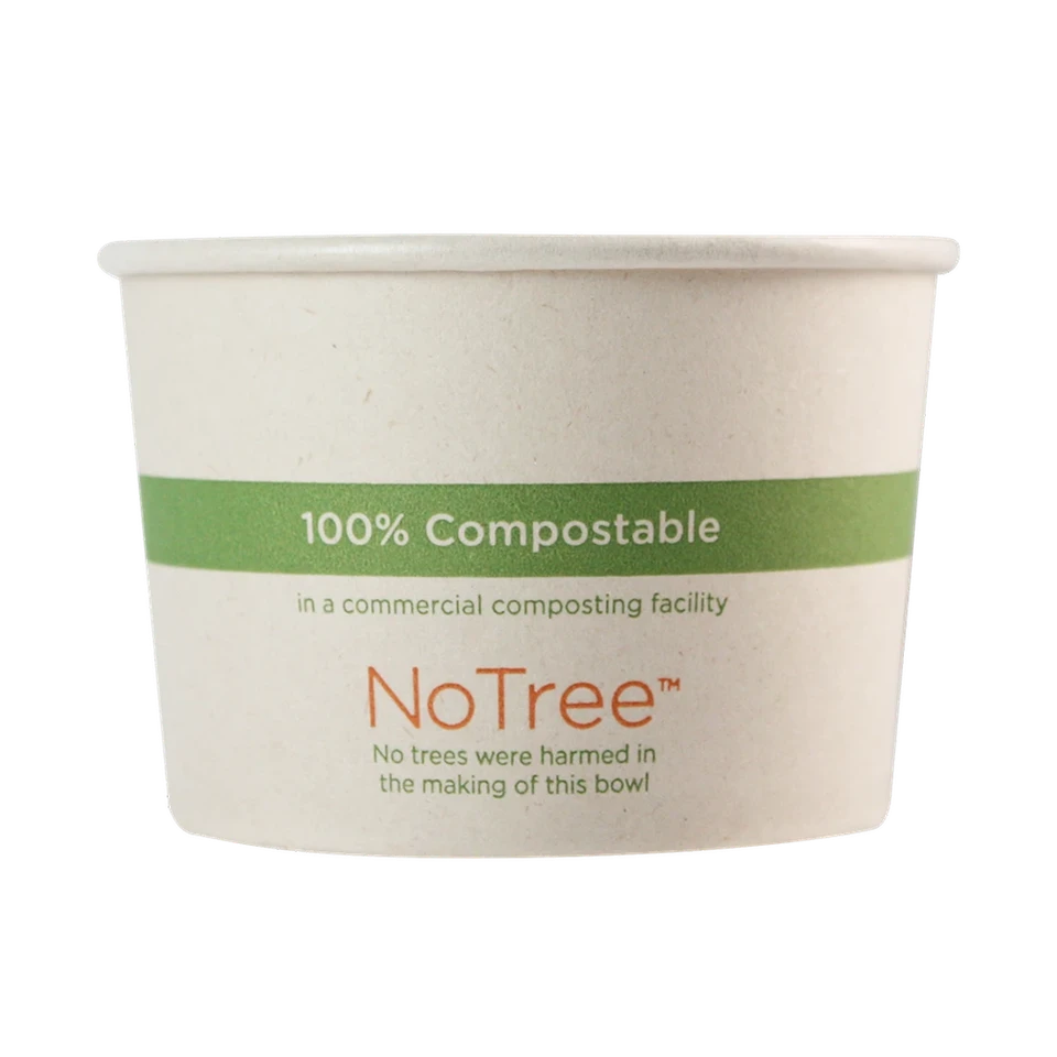 No Tree Paper Bowls with Bio Lining & Kraft Paper Lids