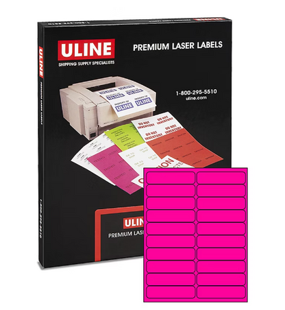 Uline Laser Labels - Fluorescent Pink 4x1"