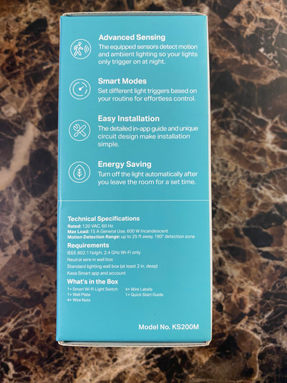 Kasa Smart Wi-Fi Light Switch Motion-Activated