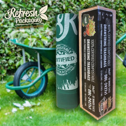 Compostable Drawstring Trash Bags - Refresh Packaging - AgriTech North