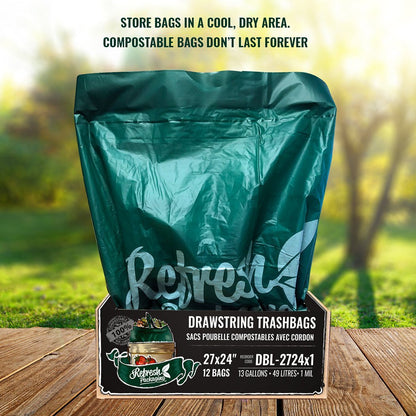 Compostable Drawstring Trash Bags - Refresh Packaging - AgriTech North