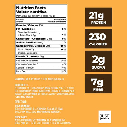 High Protein Oatmeal - Choco PB | Just Proats