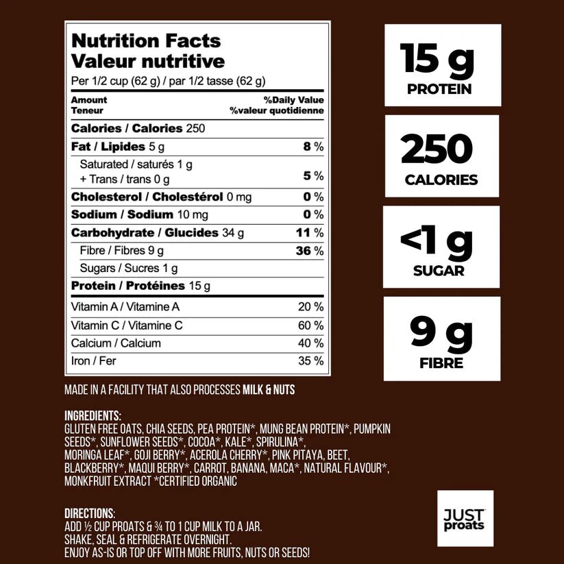 High Protein Oatmeal - Dark Chocolate Brownie | Just Proats