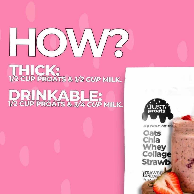 High Protein Oatmeal - Strawberry Sundae | Just Proats