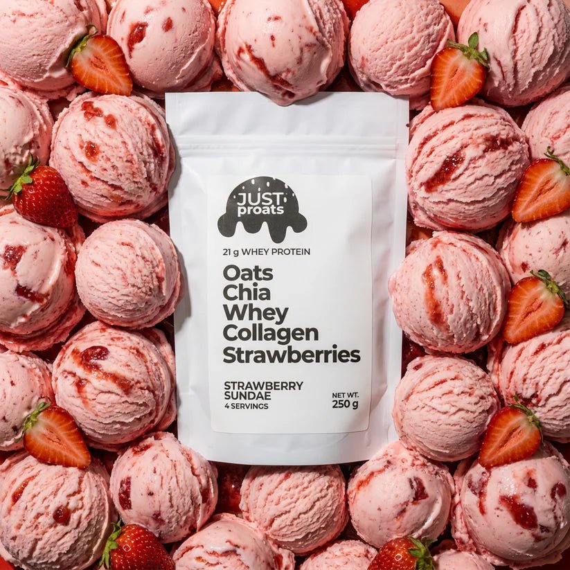 High Protein Oatmeal - Strawberry Sundae | Just Proats