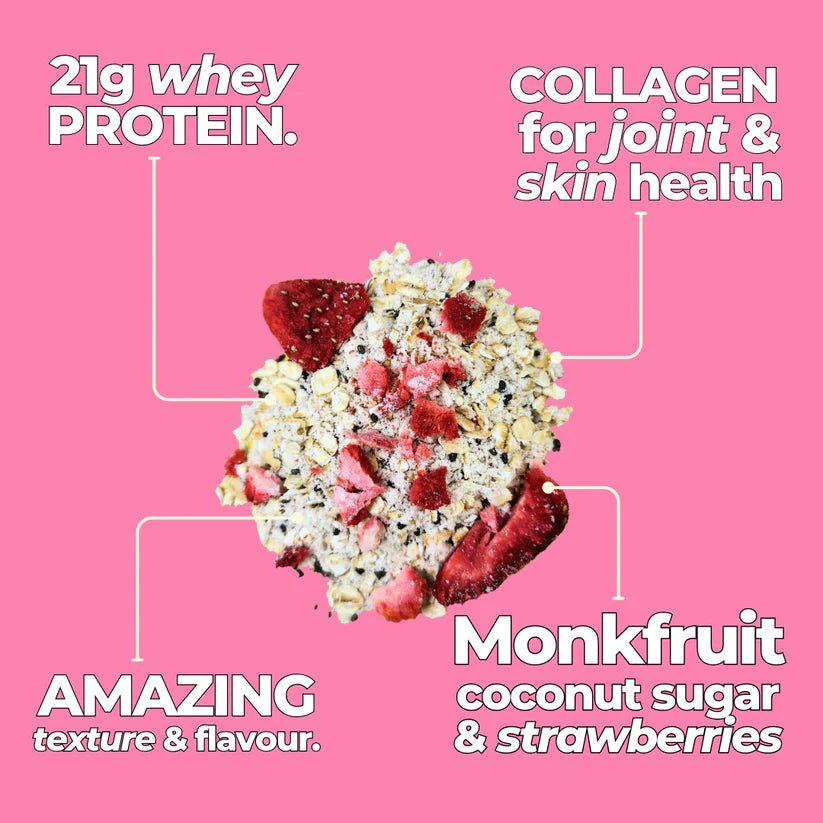 High Protein Oatmeal - Strawberry Sundae | Just Proats