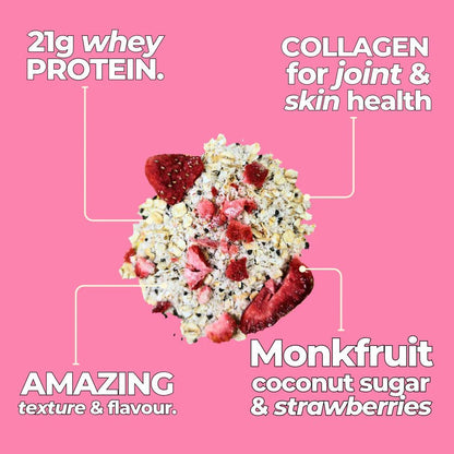 High Protein Oatmeal - Strawberry Sundae | Just Proats