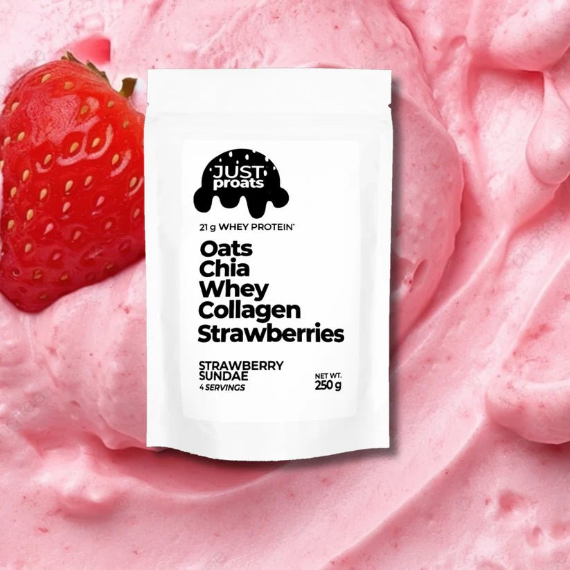 High Protein Oatmeal - Strawberry Sundae | Just Proats