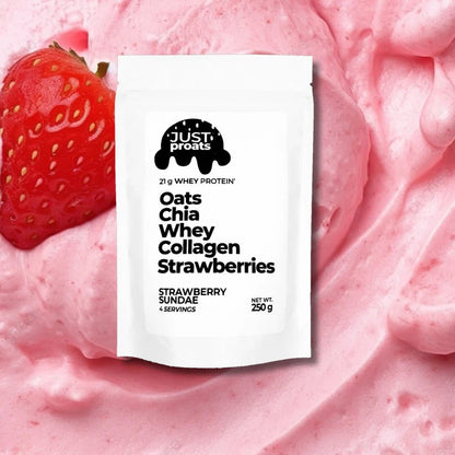 High Protein Oatmeal - Strawberry Sundae | Just Proats