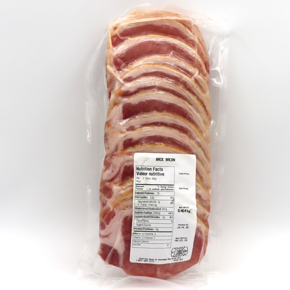 Pork - Bacon - Back - Sunrise | Sunrise Meat & Sausage